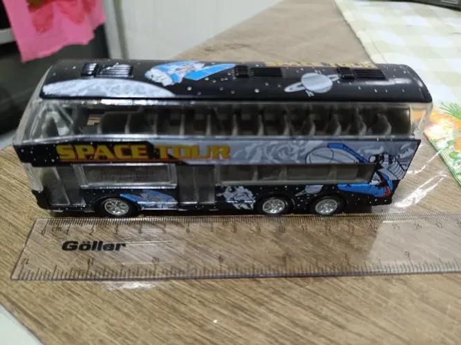 Miniatura Ônibus "Space Tour" Double Decker - 15 cm