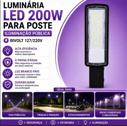 Luminária led poste iluminação pública