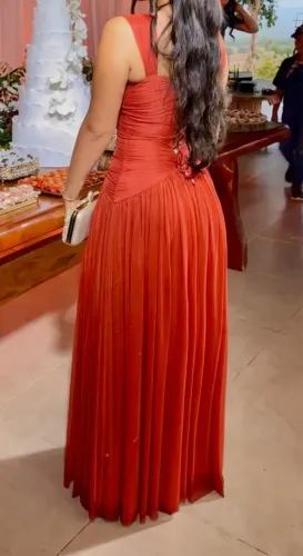 Vestido longo terracota 