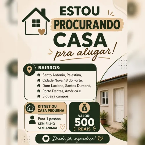 Estou a procura de kitnet/ casa para alugar