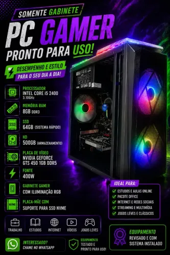 PC Intel Core i5 | 8GB RAM | SSD + HD | GTS 450 | RGB