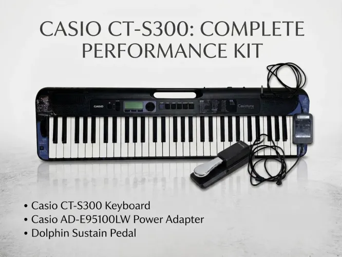 Teclado Casio CT-S300 + Pedal Sustain Dolphin + Fonte Original (Kit Completo)