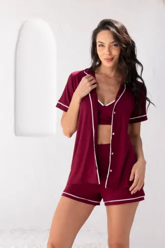 PIJAMA FEMININO 3 PEÇAS - COMPRA 2 LEVA 1 DE PRESENTE