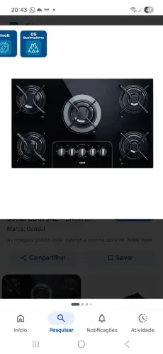 Fogão Cooktop Consul 5  bocas