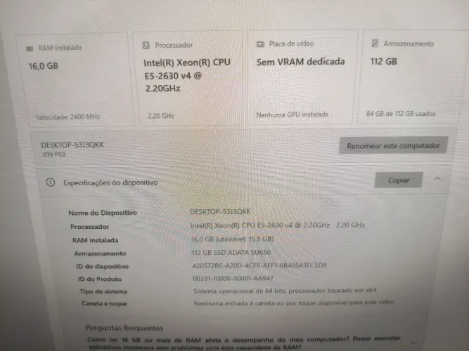 Kit placa X99 + Xeon E5 2630v4