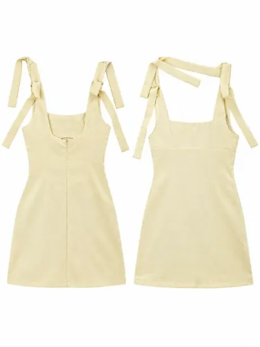Vestido feminino curto amarelo claro