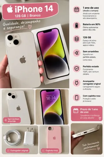 iPhone 14 branco 128gb