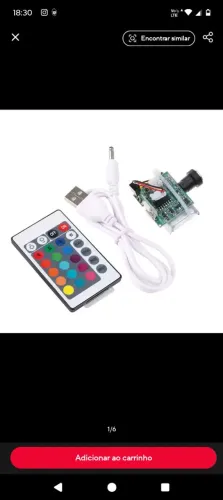 Placa de luz led e controle remoto usb, 16 cores, peças para impressora 3d com luz led