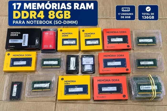 RAM 8GB DDR4 Notebook SO-DIMM | 17 Unidades | Upgrade de Memória