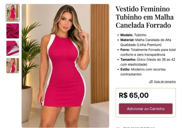 Vestido feminino tubinho em.malha tamanho único
