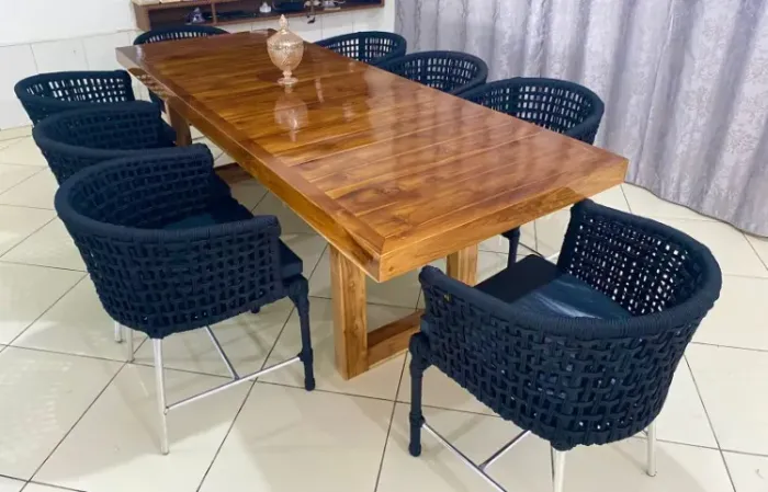 MESA MADEIRA TECA + POLTRONA ROMA PLUS