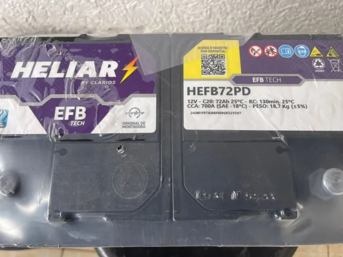 Bateria Heliar EFB start stop 72 amperes (NOVA)