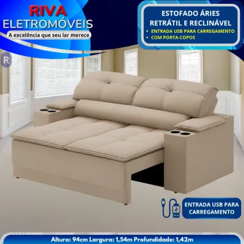 Estofado Áries Retrátil Reclinável | sem entrada | 10x no crediário próprio da loja