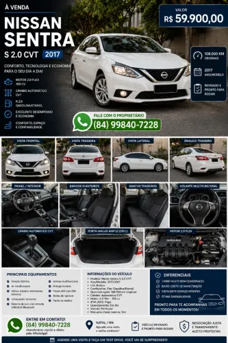 Nissan Sentra S 2.0 Flexstart 16V Aut. 2017