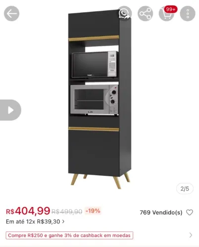 Armário de microondas e forno