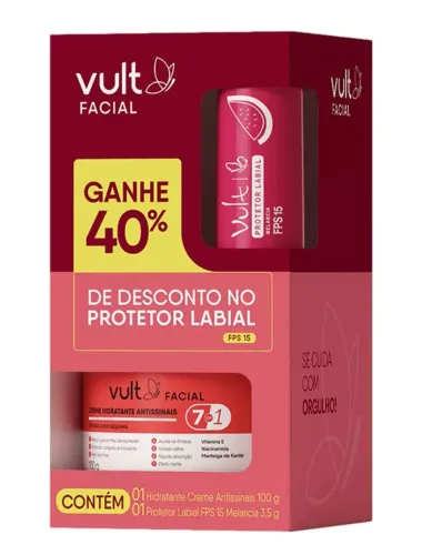 Kit Vult Facial: Hidratante Antissinais + Protetor Labial Melancia (Lacrado!)