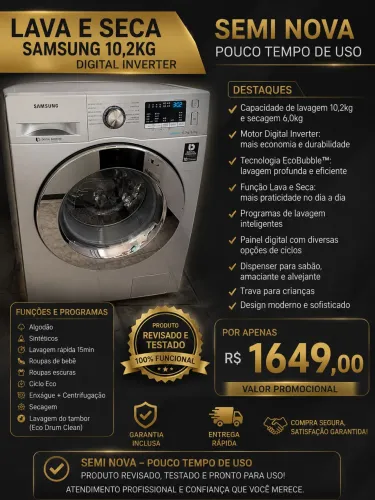 Lava e seca Sansung prata - C/garantia e entrega