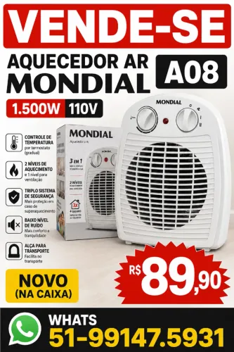 AQUECEDOR AR MONDIAL A08 1.500W 110V