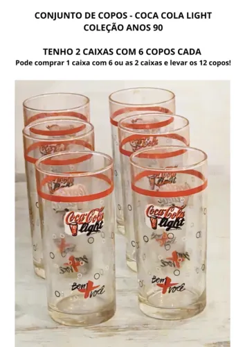 COPOS COCA COLA LIGHT - COLEÇÃO ANOS 90