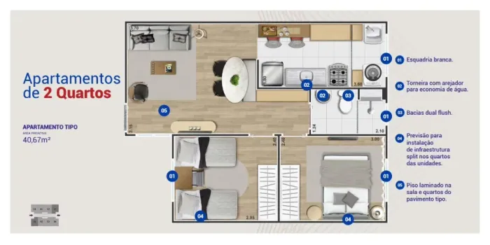 Apartamento 2 quartos, Conquista Messejana, Fortaleza, a partir de R$ 229.000