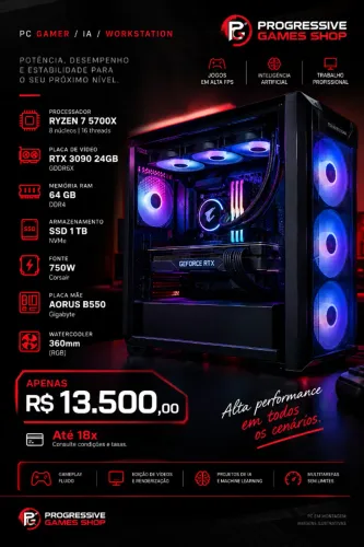 PC Gamer - IA - WorkStation RTX 3090 e 64 GB Ram
