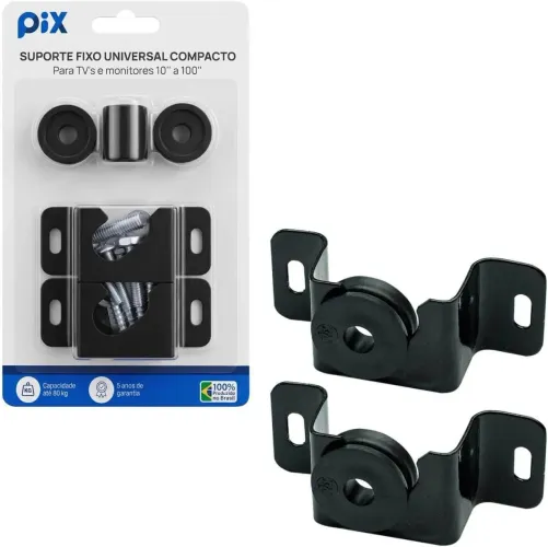 Suporte de TV PIX Fixo 10 a 100 Polegadas | Universal, Compacto, Preto