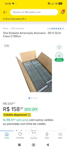 Tela soldada galvanizada para alvenaria 