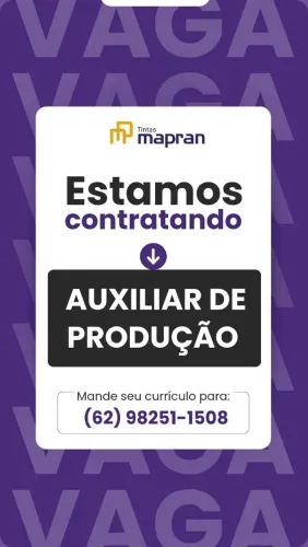 Vaga Auxiliar de Produção