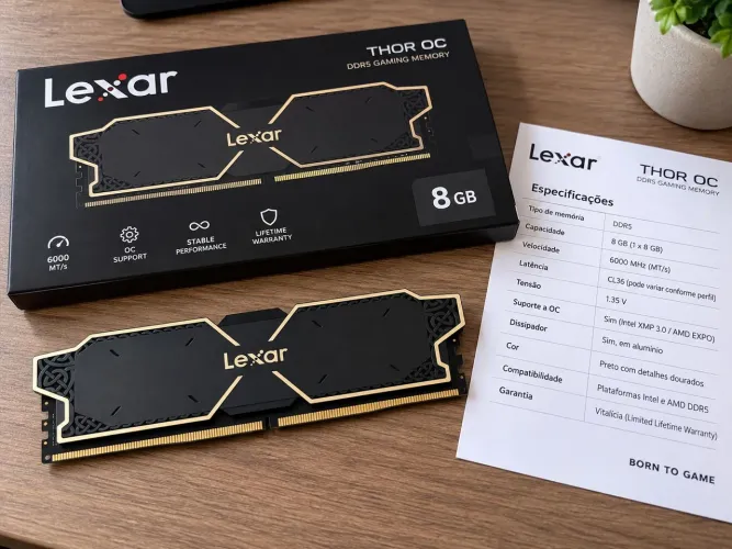 1x 8gb memória RAM lexar thor ddr5 6000mhz