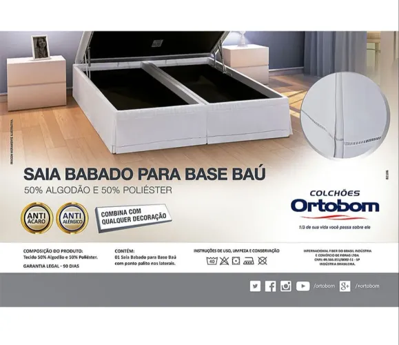 Saia Babado para Base Baú Ortobom Solteiro 88x188