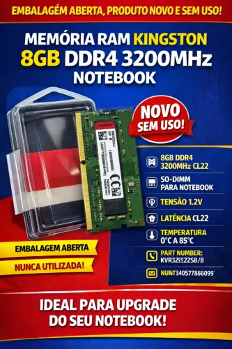 Memória Kingston 8GB DDR4 3200MHz Notebook