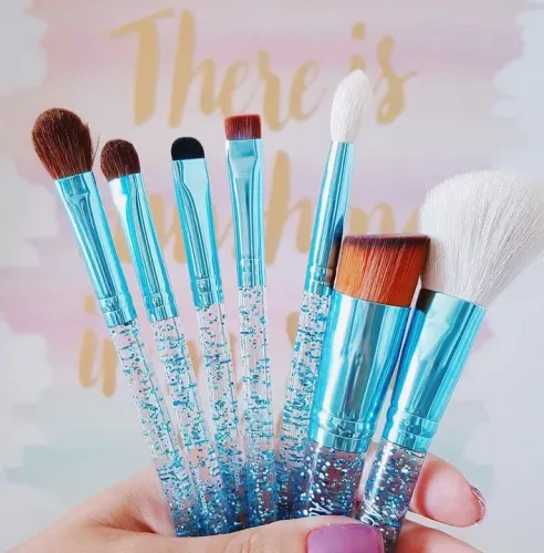 Kit de Pincel para Maquiagem com Glitter Azul