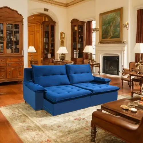 Sofa Retratil Azul a Pronta Entrega