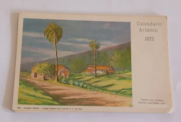 Lote Completo Calendário Artístico 1972 Ed. Dos Artistas Pintores Sem Mãos