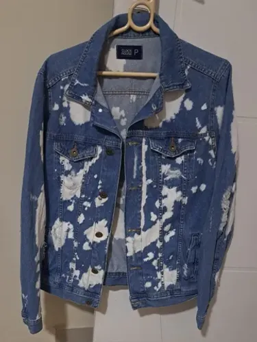 Jaqueta Jeans Azul Masculina Estilizada Tipo Destroyed Tamanho P Clockhouse