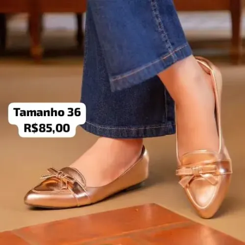 Sapatilha feminina dourada tamanho 36