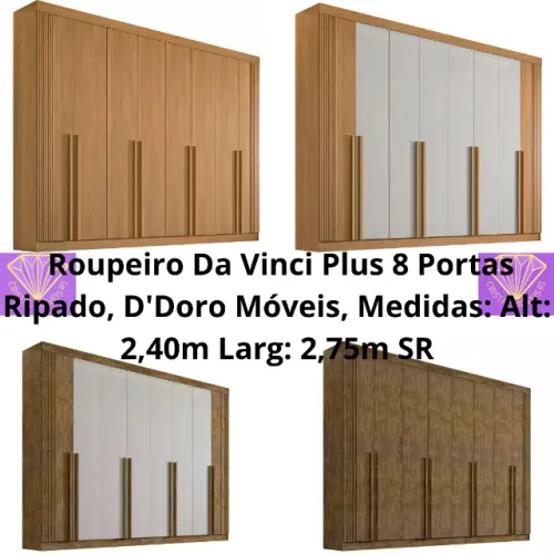 Roupeiro 8 Portas Ripado, da D'Doro, SR