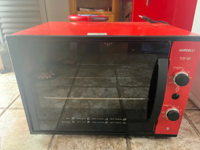 Forno Nardelli Elétrico Bancada Top 60 Vermelho 60 Litros