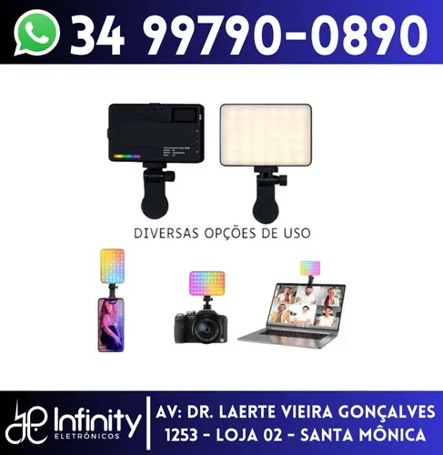 Luz De Preenchimento Rgb Para Câmera Tablet Celular