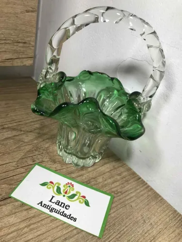 Vaso Cestinha Floreira em Murano Antigo