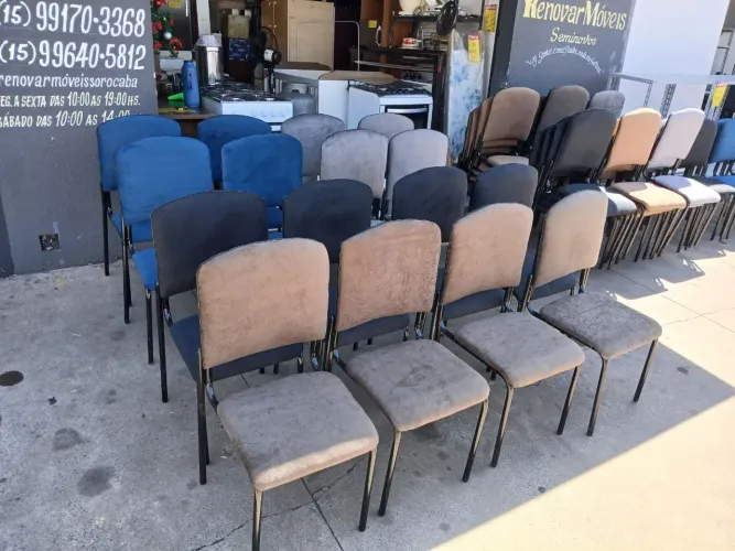 Jogos de cadeiras em Suede para cozinha ou sala de jantar reformadas em Suede pintura nova