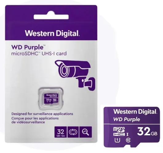 Cartão Micro SD intelbras WD Purple  memoria 32GB UHS-I - Ideal para Câmeras