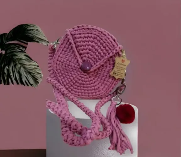 Bolsa de Crochê Artesanal Rosa