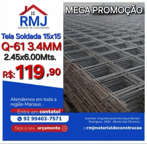 Tela 15x15 a partir de R$: 119,90 ( 2.45x6.00Mts. )