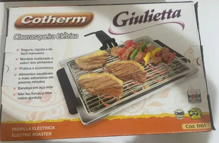 Churrasqueira Elétrica Portátil Grelha Removível Bandeja Coletora Cotherm Giulietta Grill
