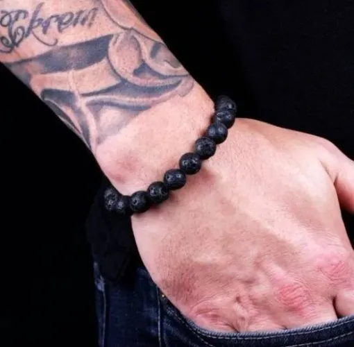 Pulseira Pedra Lava Vulcânica Natural