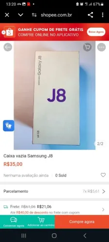 Caixa Vazia Samsung Galaxy J8