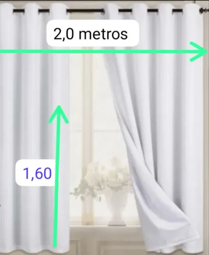 Cortina branca para sala 2,00m x 1,60m