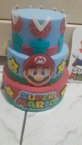 Bolo isopor decoração super Mário 