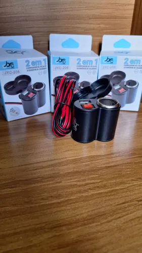 Carregador para moto e Acendedor 2 em 1 - JYC-208